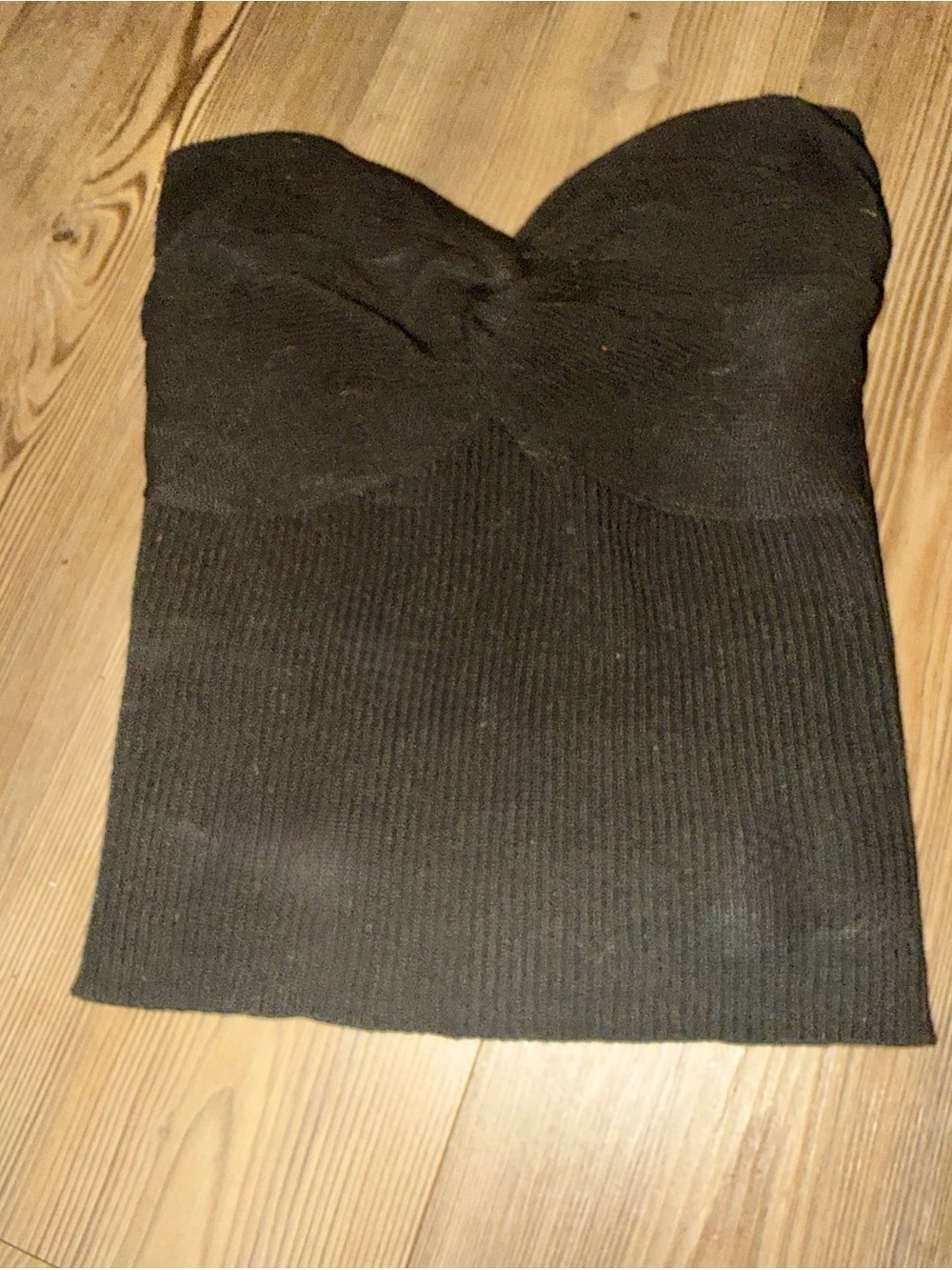 Strapless Black Ribbed Crop Top
